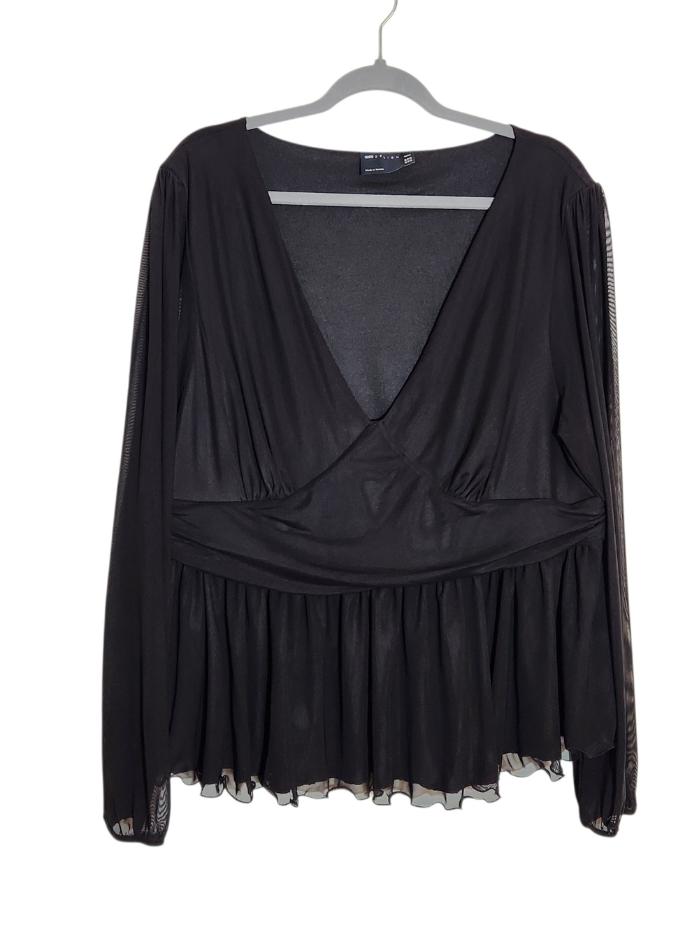 ASOS Black Mesh Long Sleeve Blouse Size 20